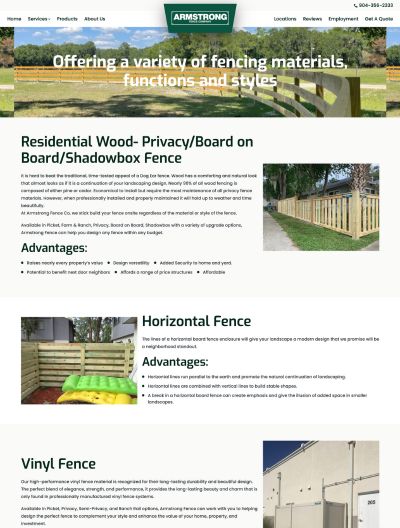 armstrong fence company product page